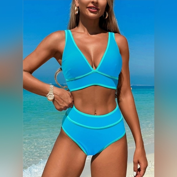 Neon Vibrant Blue Women's Swim Set Size Small NWT - Picture 4 of 5
